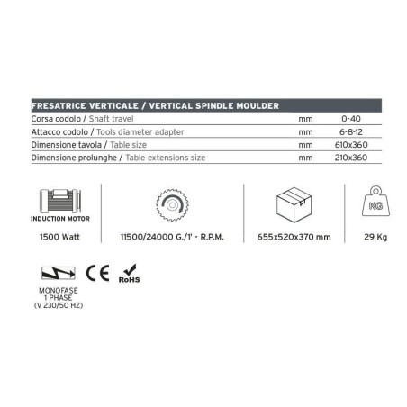 Fraiseuse verticale de table Compa Kompacta TV40 - Outils électriques